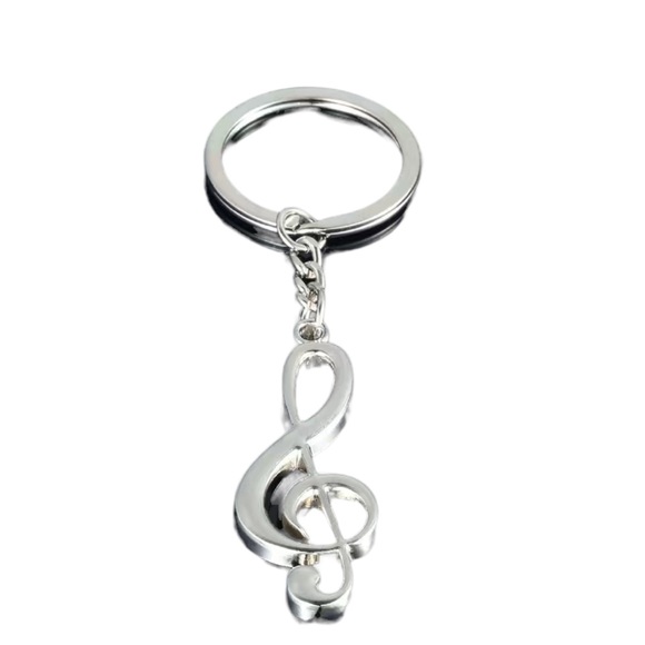 Silver Treble Clef Musical Symbol Keychain - Picture 3 of 5
